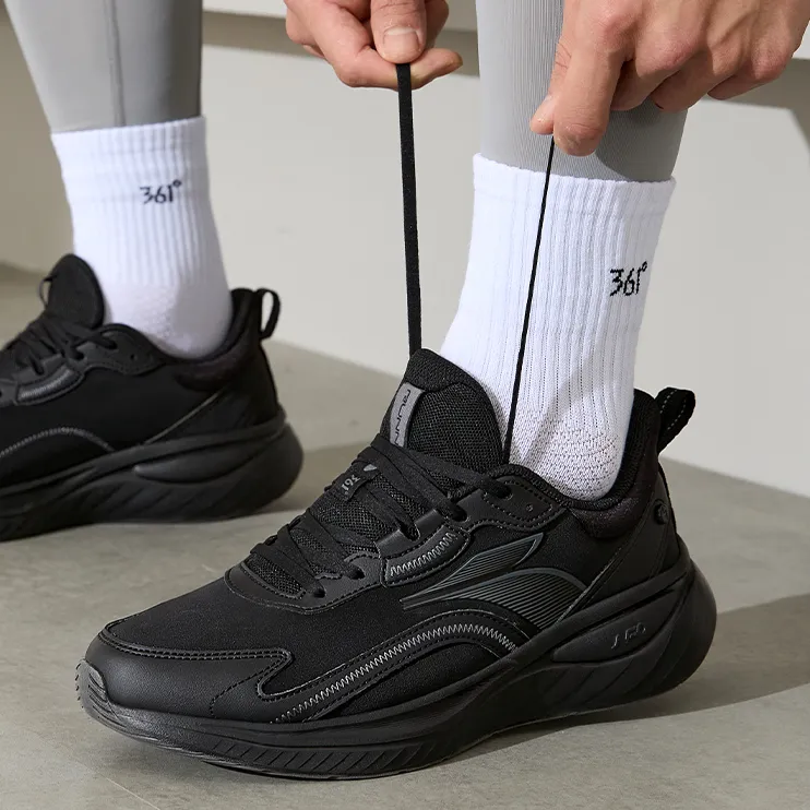 361° Cushioning Lightweight Low Top Casual Running Shoes Men's Black-4