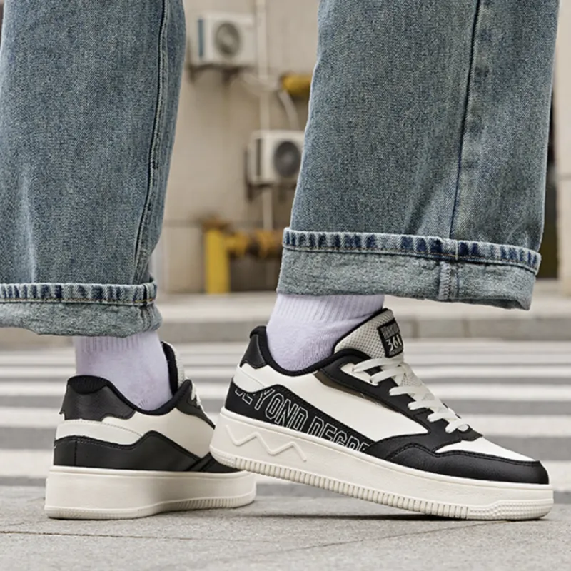 361° Wear Resistant Slip Resistant Low Top Skateboard Shoes Women's Feather White Obsidian Black-2