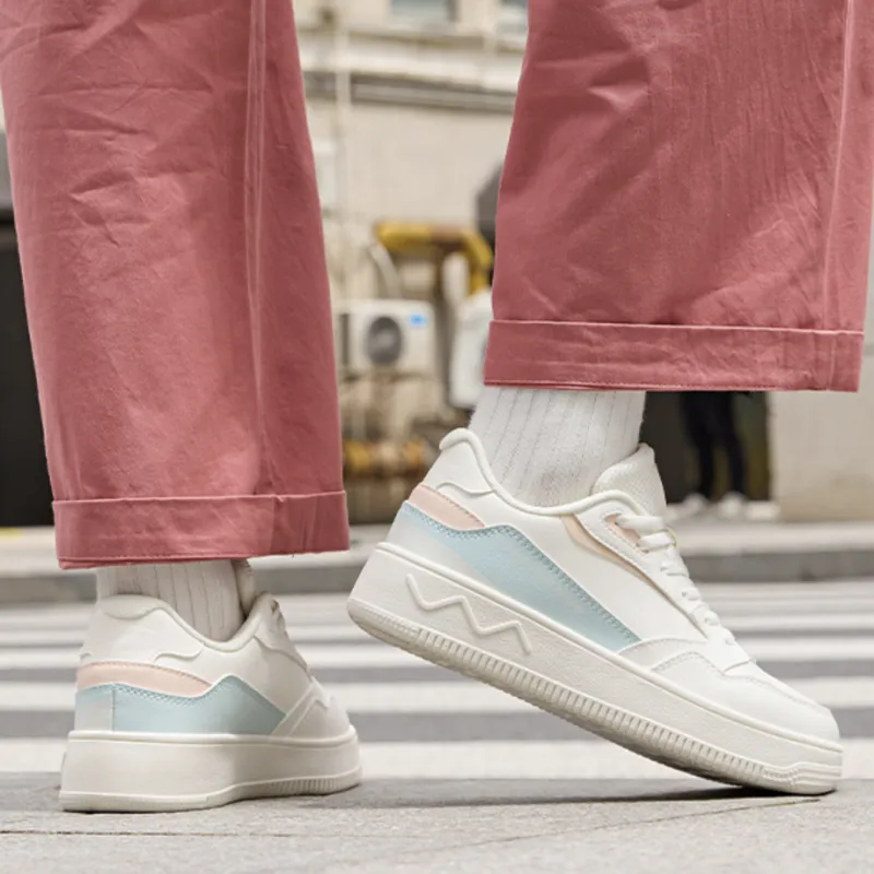 361° Anti-Slip Wear-Resistant Low-Top Skateboard Shoes Women's Feather White Thin Blue Yarn-3