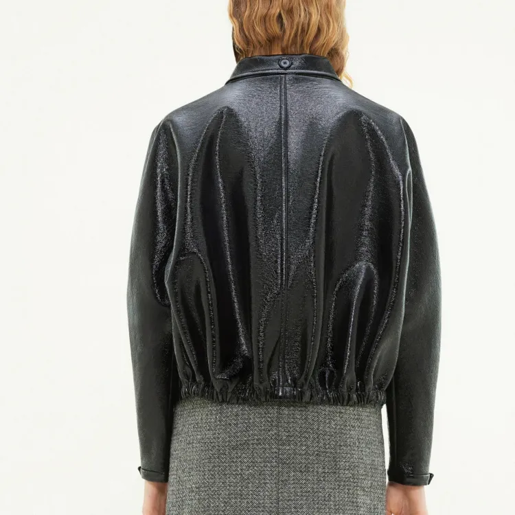 Courrèges Vinyl Zipped Bomber 'Black'-2
