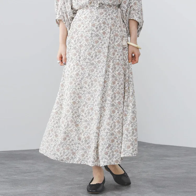 Beams Casual Long Skirts Women's Gray White-1