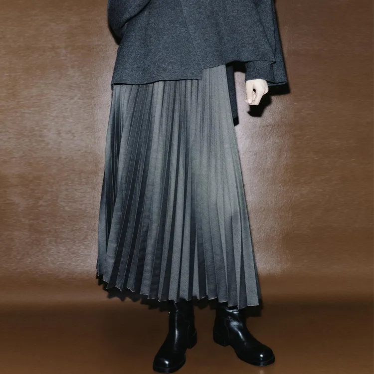 ZARA Casual Long Skirt Women's Coal Gray-4