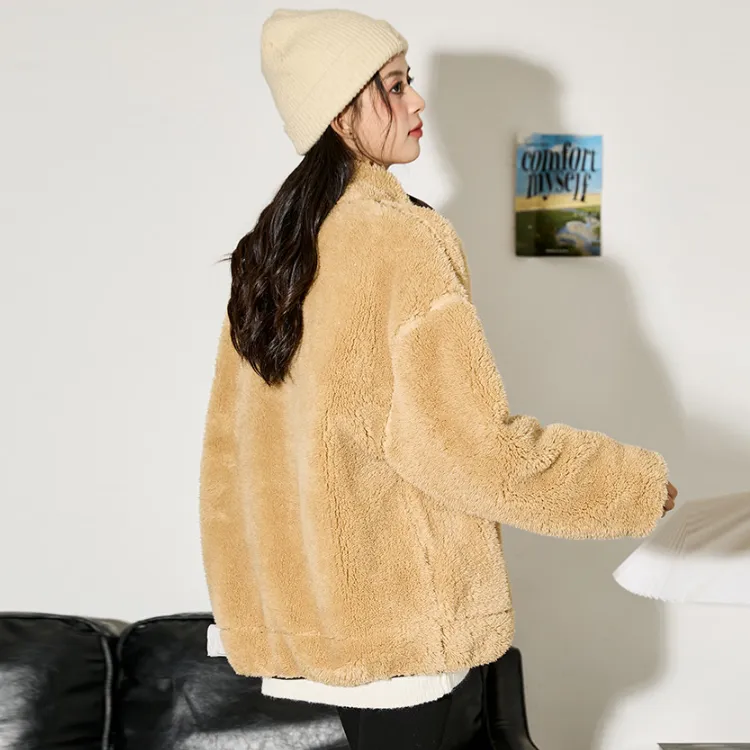 Tonlion Velvet feel Coat Women's Milk Tea Brown-1
