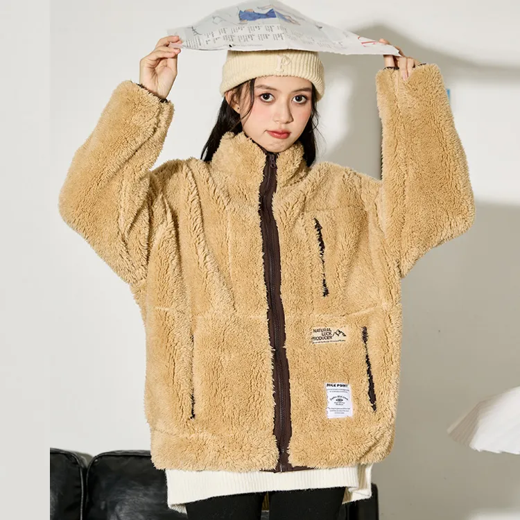 Tonlion Velvet feel Coat Women's Milk Tea Brown-2