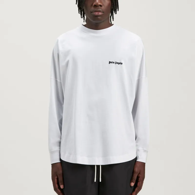 PALM ANGELS Logo Embroidered Crewneck T Shirt-1