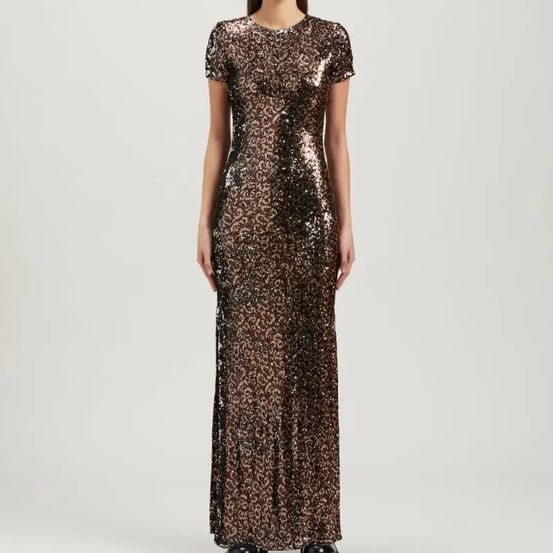 PALM ANGELS Open Back Sequin Embellished Midi Dress-1