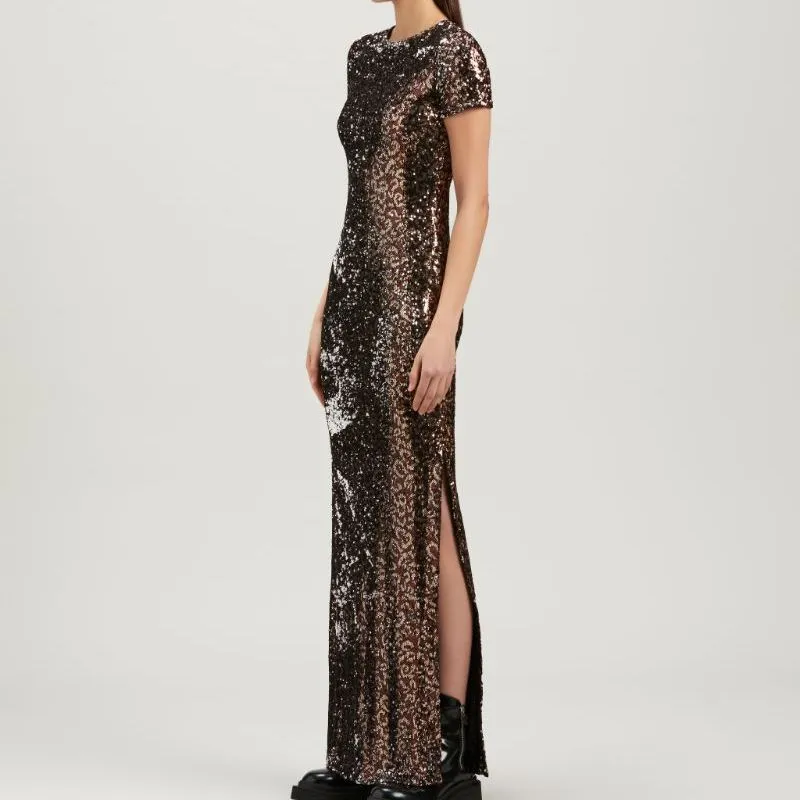 PALM ANGELS Open Back Sequin Embellished Midi Dress-3