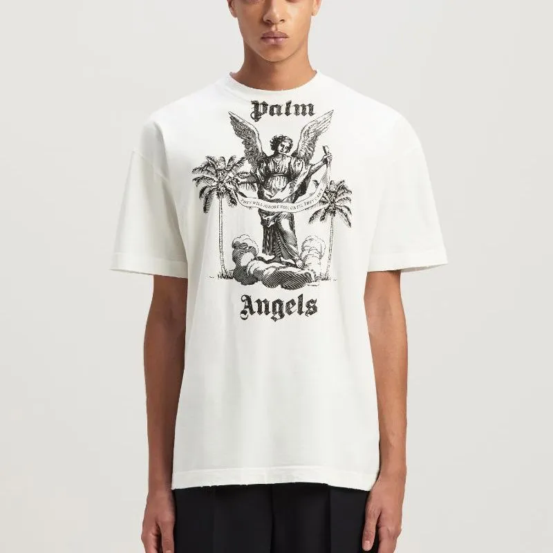 PALM ANGELS Slogan Print Cotton T Shirt-1