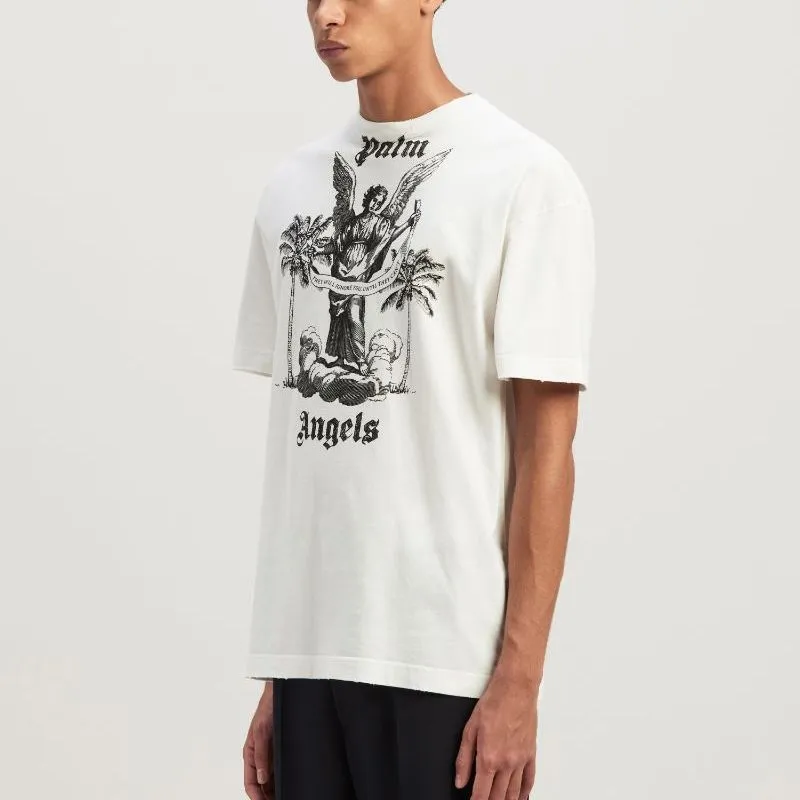 PALM ANGELS Slogan Print Cotton T Shirt-3