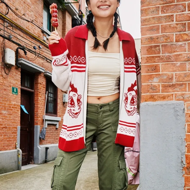 Hollister Knitwear Unisex Red And Cream-1