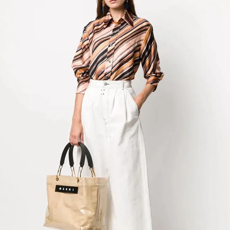 MARNI Shirts Women's Brown Stripes-1