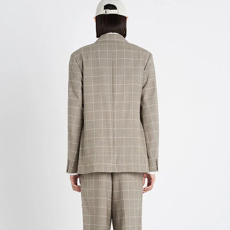 Études Windowpane print Single breasted Blazer-1
