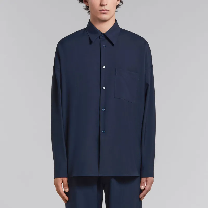 MARNI Wool Long Sleeve Pocket Shirt-1