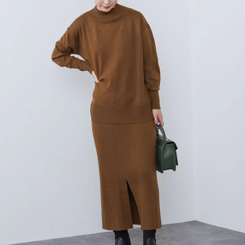 Beams Two Piece Skirt Sets Women's Camel-1