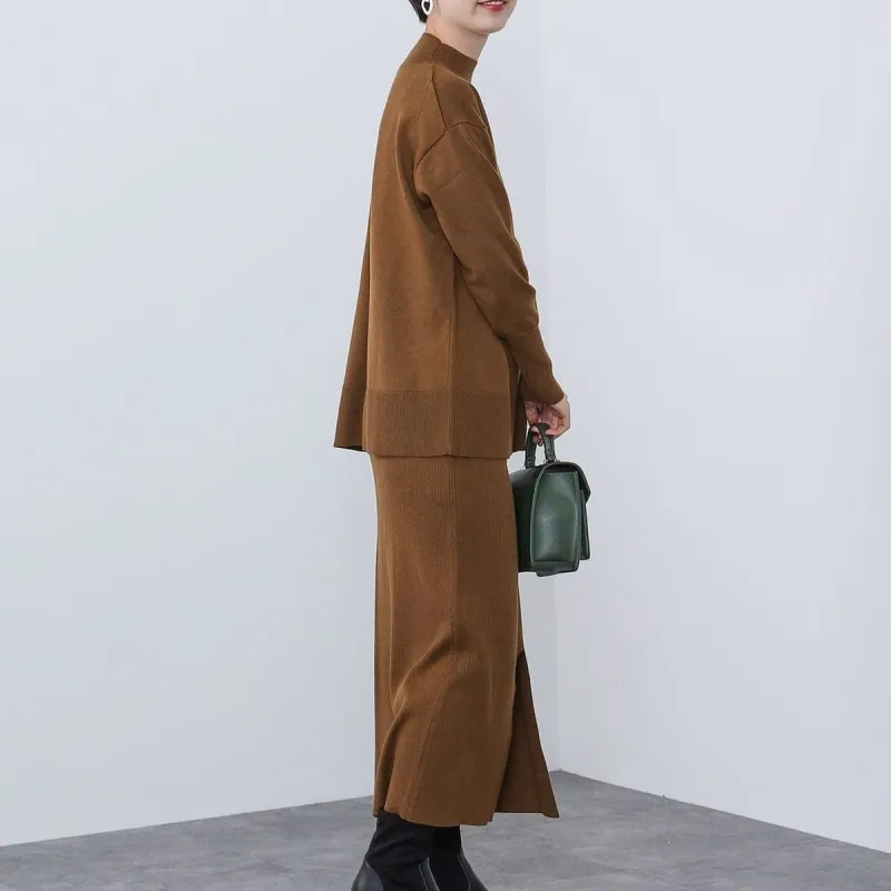 Beams Two Piece Skirt Sets Women's Camel-2