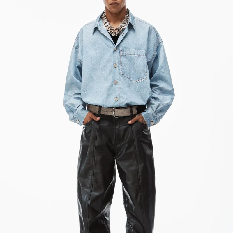 Alexander Wang Collared Long Sleeve Denim Shirt-2