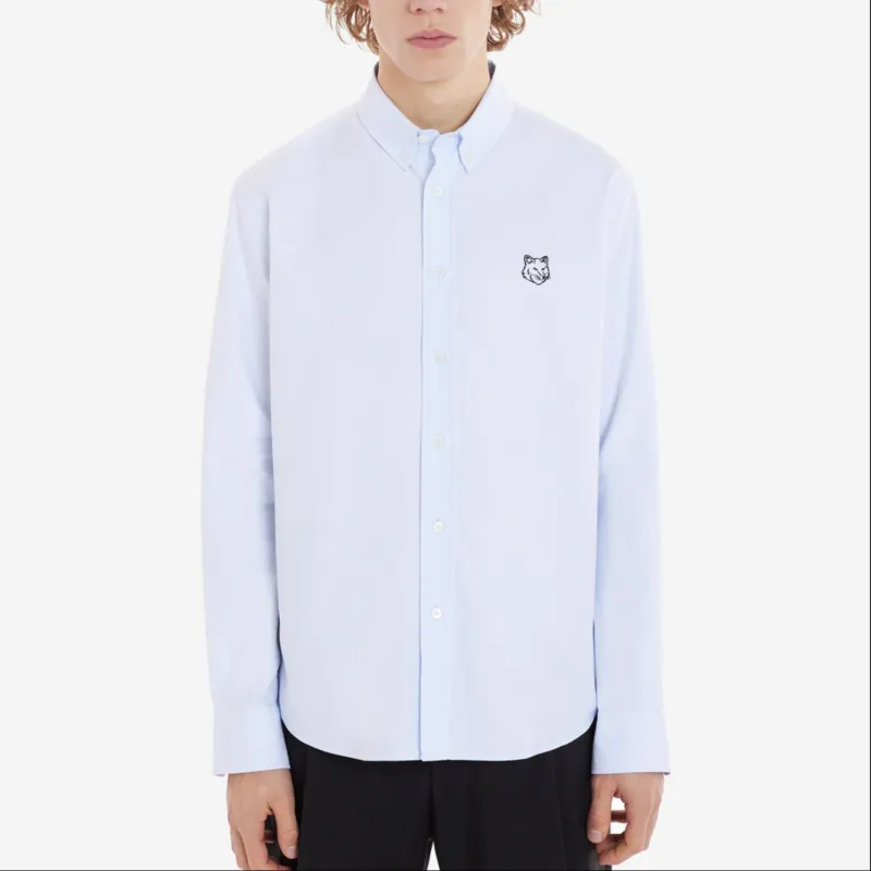 Maison Kitsune Fox Head Embroidered Long Sleeved Shirt-2