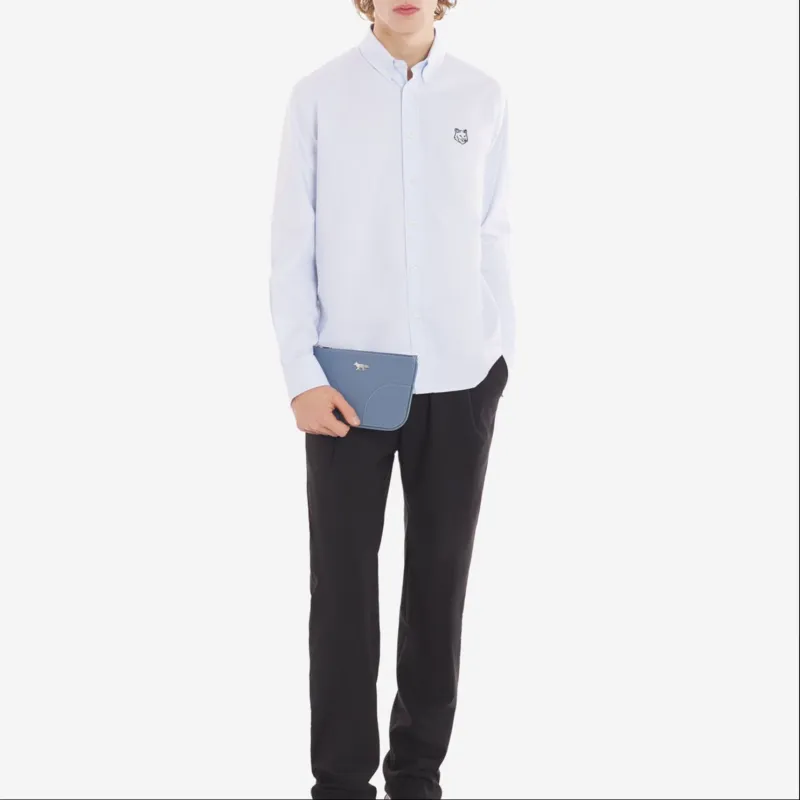 Maison Kitsune Fox Head Embroidered Long Sleeved Shirt-3