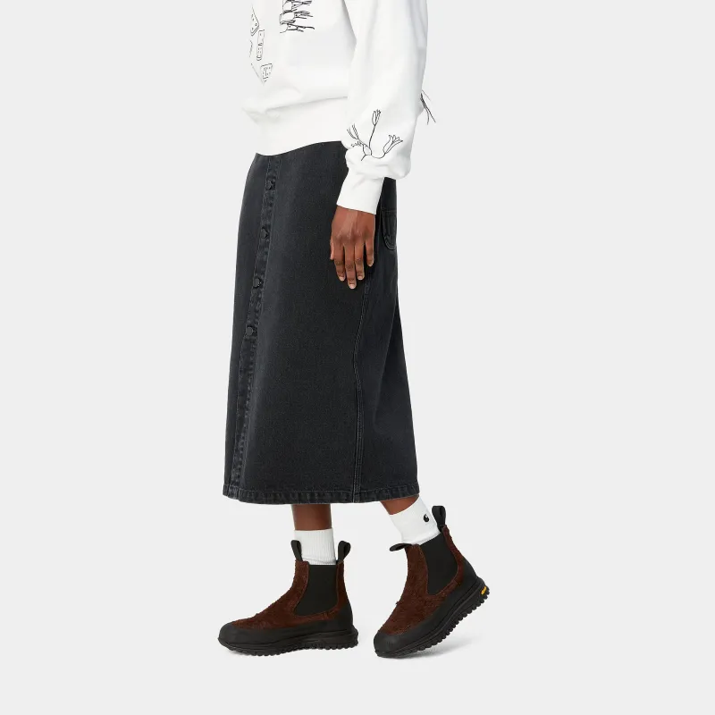 Carhartt WIP SS24 W' Colby Skirt Denim Long Skirts Women's Black-4