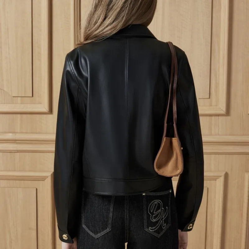 DKNY Leather Jacket Women's Black-2
