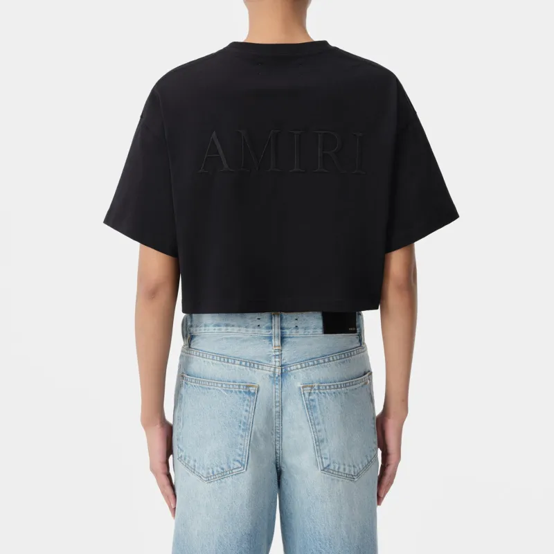AMIRI Logo Embroidered Cropped T Shirt-2