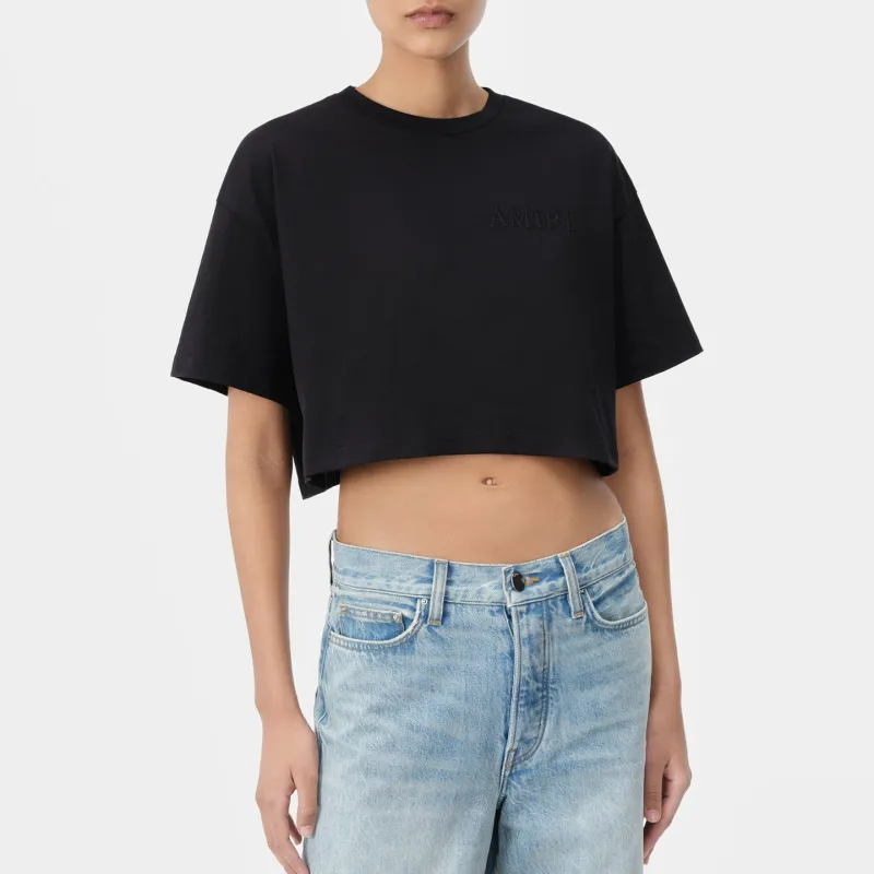 AMIRI Logo Embroidered Cropped T Shirt-1
