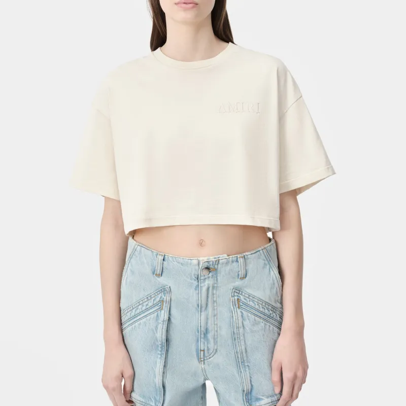 AMIRI Logo Embroidered Cropped T Shirt-1