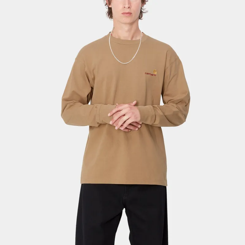 Carhartt WIP American Script T Shirt T Shirt Men's Khaki-2