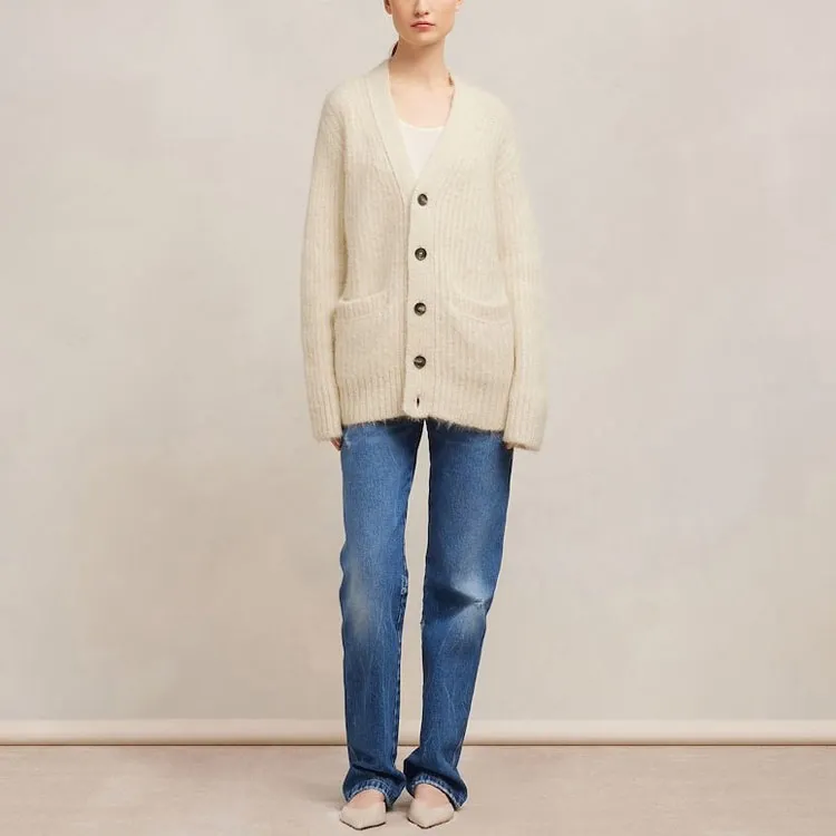 AMIPARIS V Neck Ribbed Cardigan-1