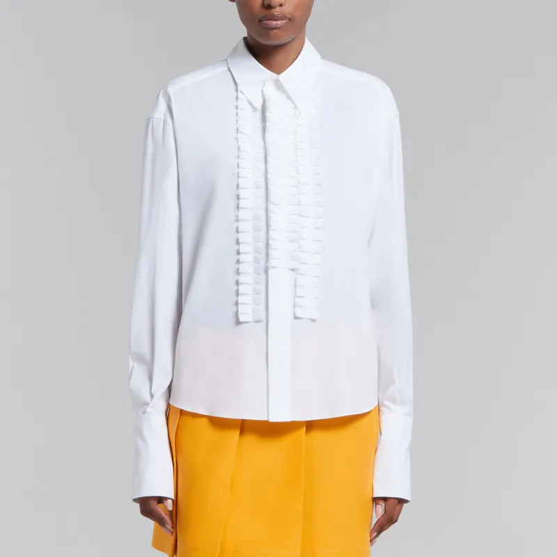 MARNI Pleat Detailed Curved Hem Shirt-1
