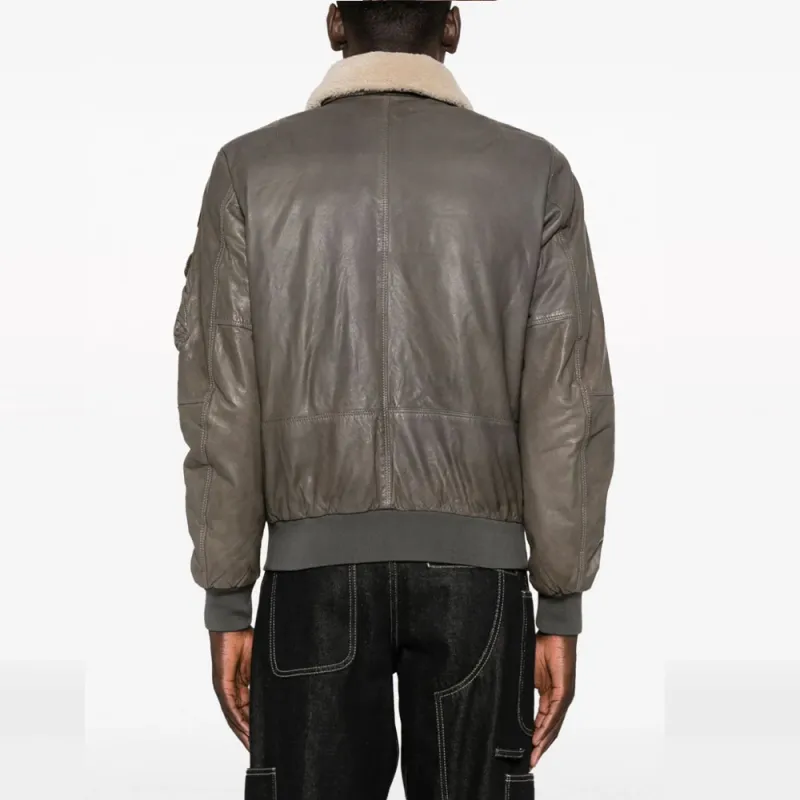 PARAJUMPERS Josh Leather Bomber Jacket-2