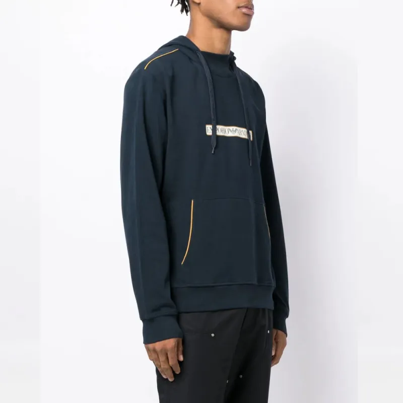 EMPORIO ARMANI Logo print Piped trim Hoodie-3