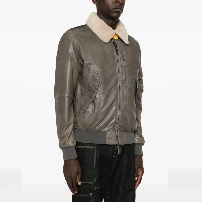 PARAJUMPERS Josh Leather Bomber Jacket-3