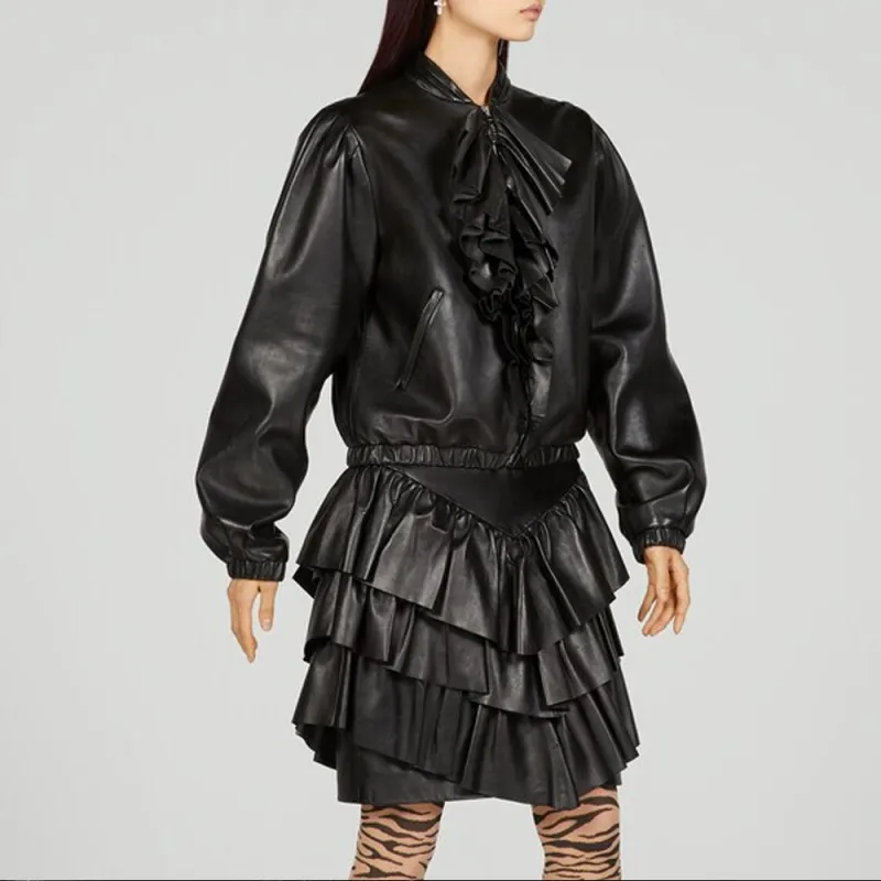 GUCCI Leather Jackets Women's Black-4