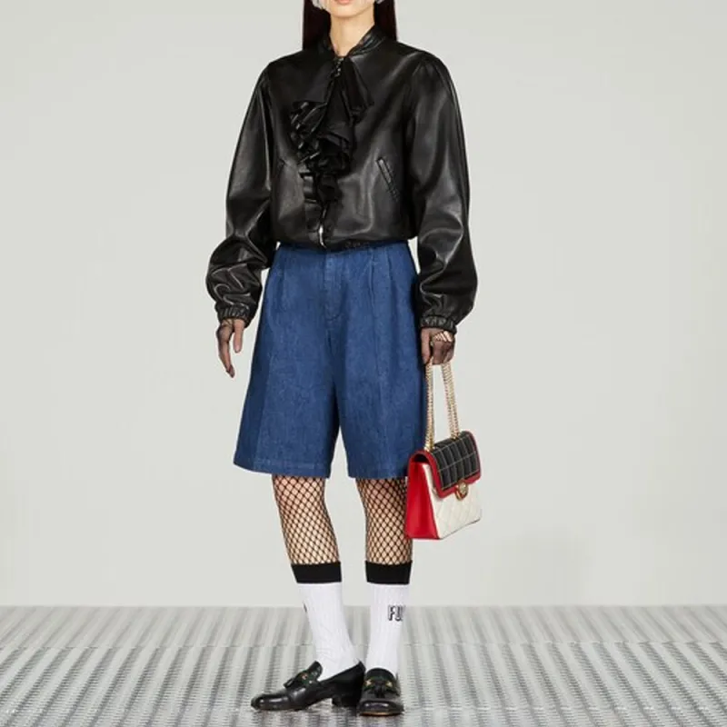 GUCCI Leather Jackets Women's Black-1