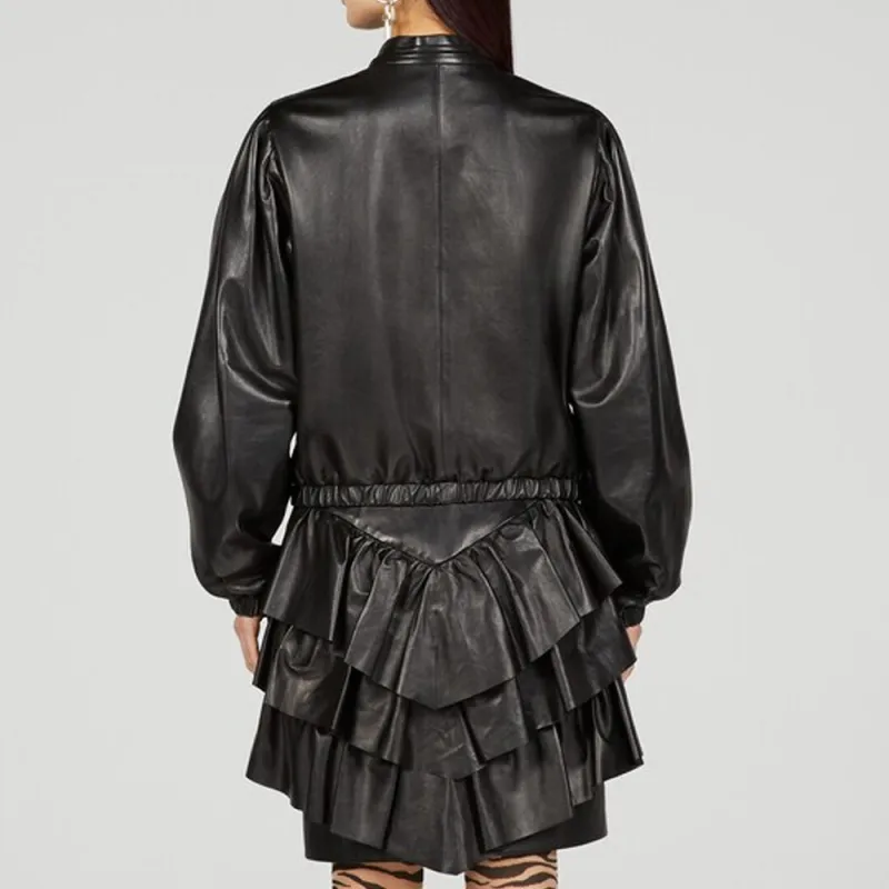 GUCCI Leather Jackets Women's Black-2