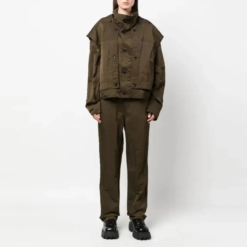 ECKHAUS LATTA Crinckled finish Straight leg Trousers-1