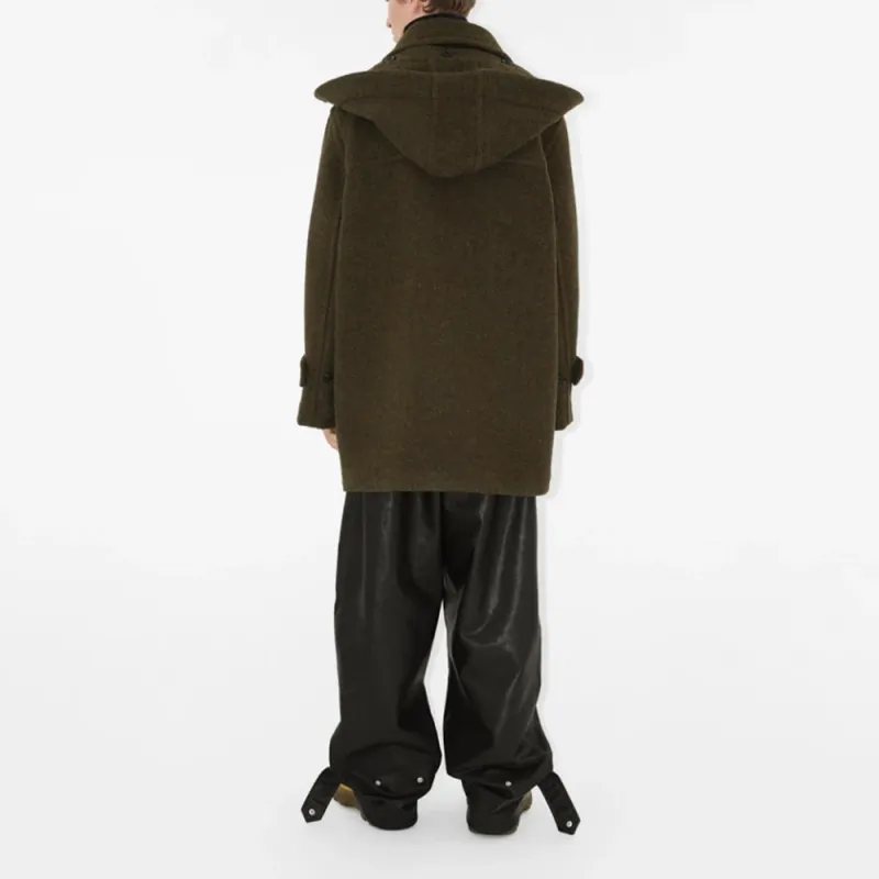 Burberry Single breasted Hooded Wool Coat-5