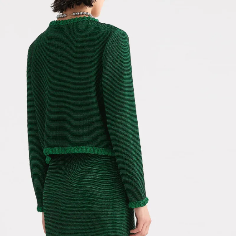 KARL LAGERFELD SS23 Knitted Fabric Cardigan Women's Green-2
