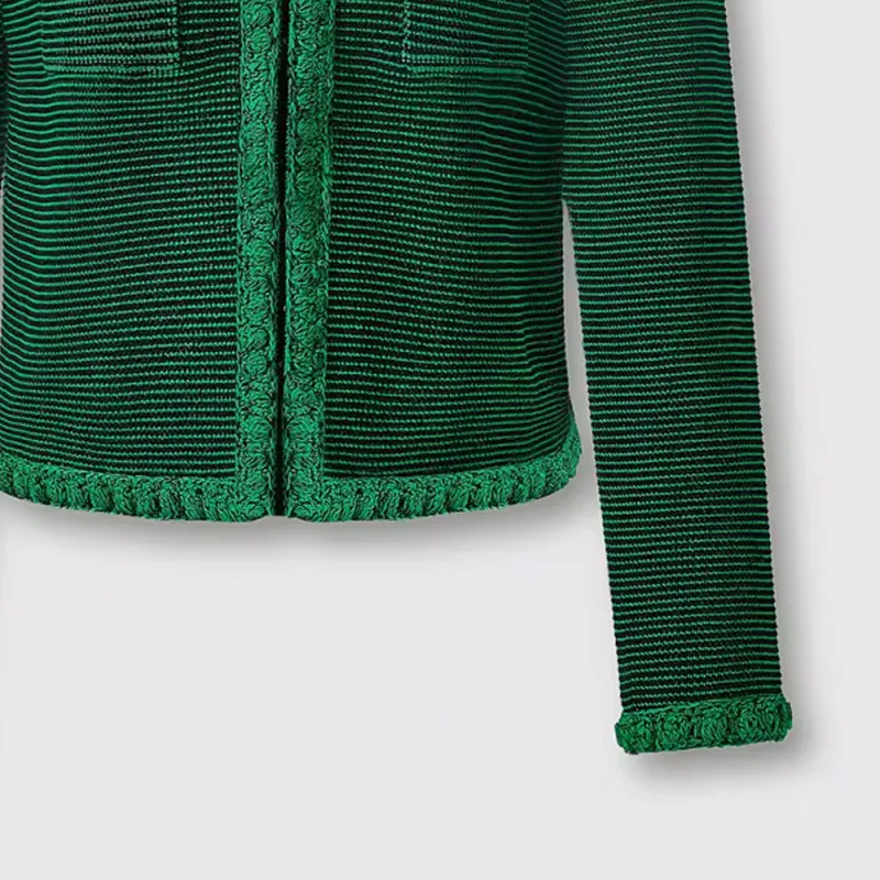 KARL LAGERFELD SS23 Knitted Fabric Cardigan Women's Green-5