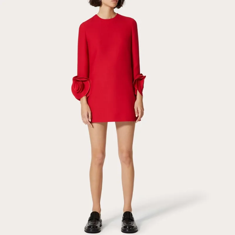 Valentino FW23 Long Sleeved Dress Women's Red-1