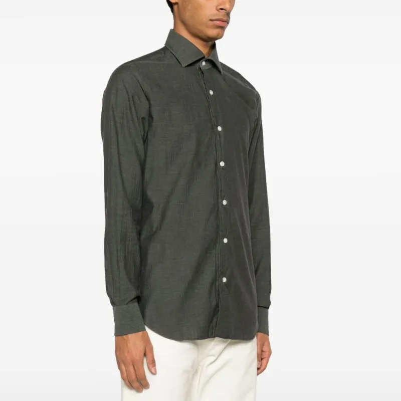 BARBA Spread collar Poplin Shirt-3