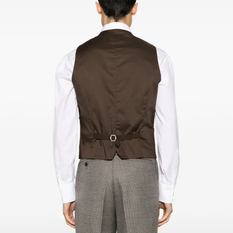 Tagliatore Checked V Neck Waistcoat-2
