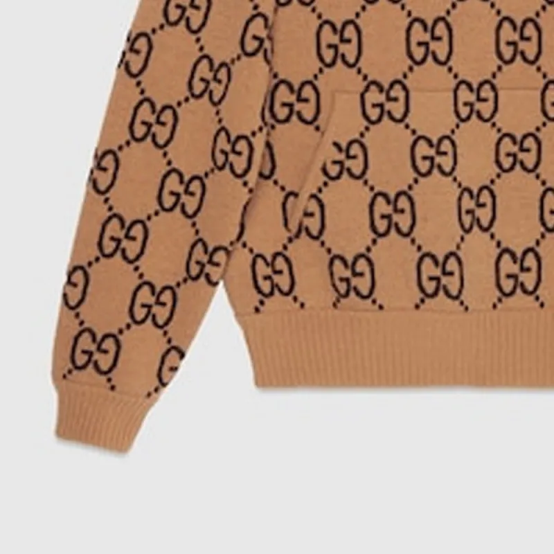 GUCCI Gg Supreme pattern Wool Hoodie-5
