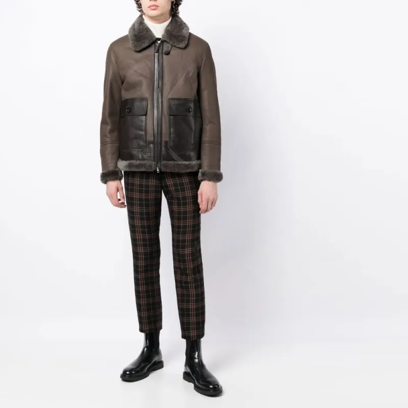 Brioni Shearling Panelled Lambskin Jacket-1