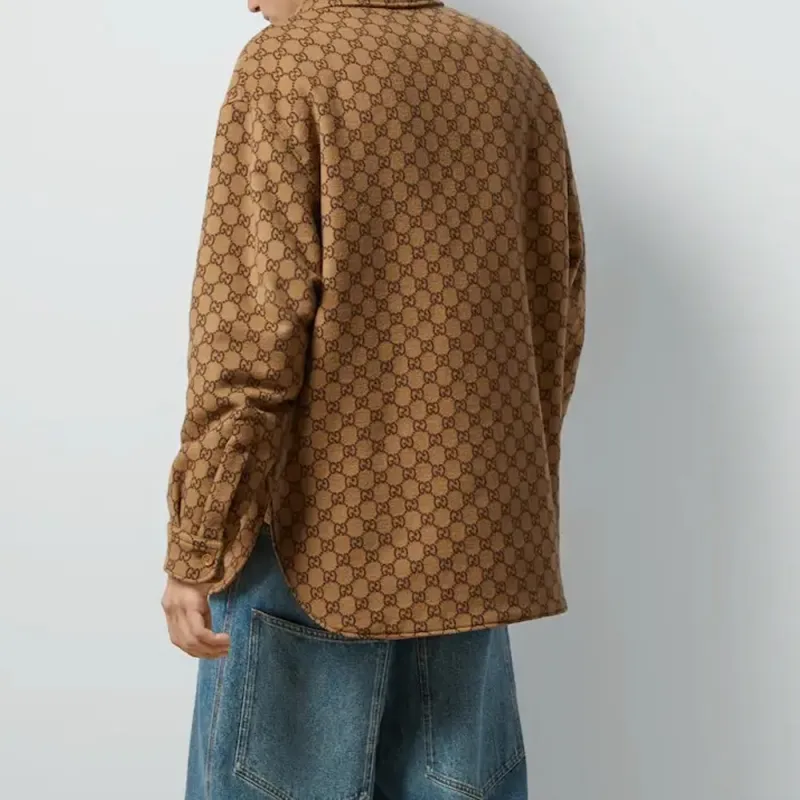 GUCCI Monogrammed Collared Long-Sleeve Shirt-2