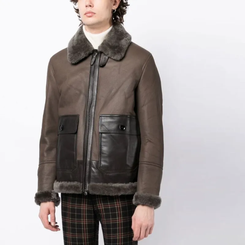 Brioni Shearling Panelled Lambskin Jacket-3