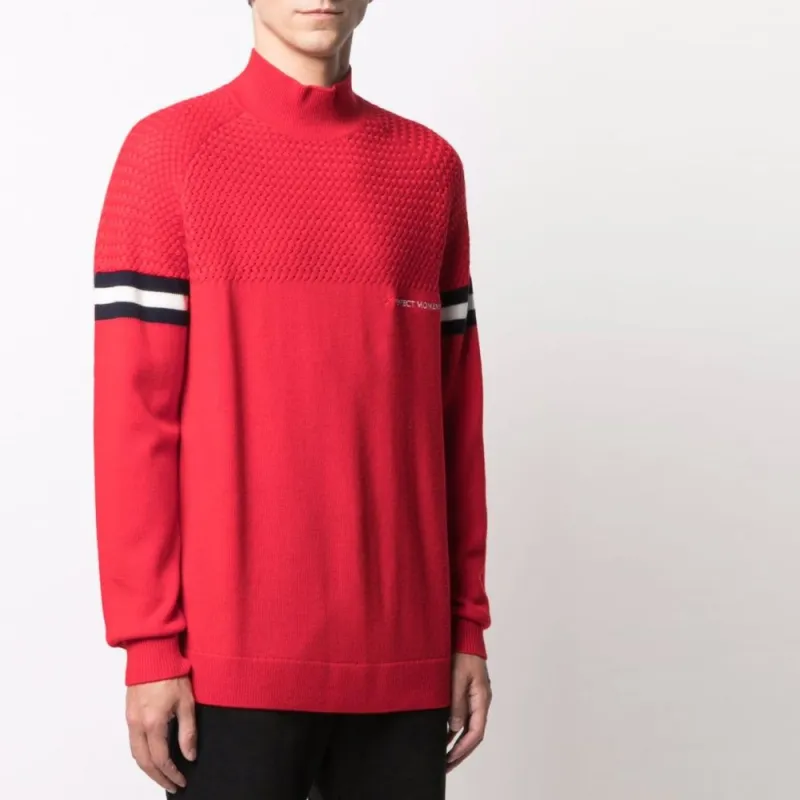 PERFECT MOMENT Textured Yoke Mock Neck Jumper-3