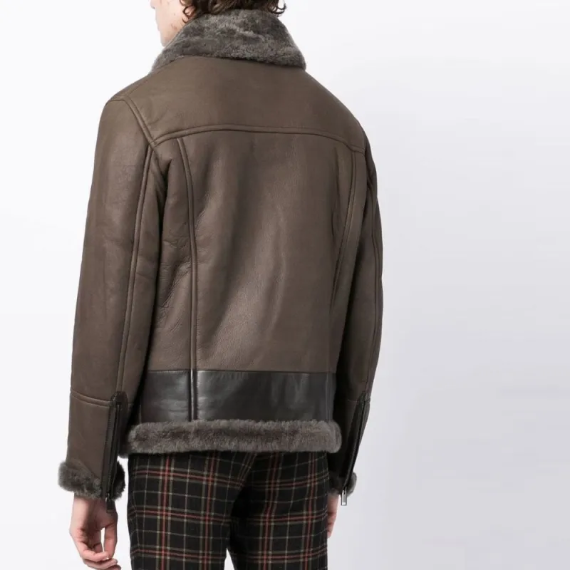 Brioni Shearling Panelled Lambskin Jacket-2