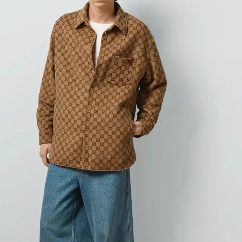 GUCCI Monogrammed Collared Long-Sleeve Shirt-3